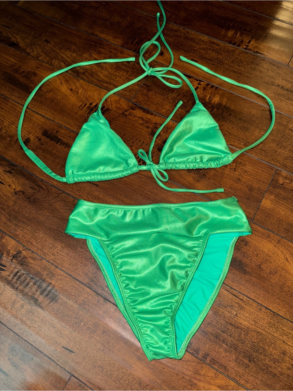 Montce Shiny Emerald Green Triangle Bikini